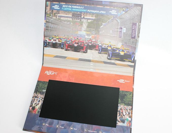 Videopak fertigte gebundene Ausgabe Videobroschüren-Video 7 Zoll-Digital Lcd in Ordner IPS-SCHIRM 1080P Video besonders an