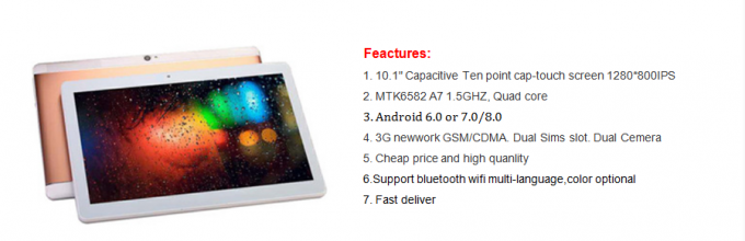 Massengroßhandel 10 Viererkabel-Kern-Androids 6.0/7.0/8.0 des Zoll-Tablet-1280*800 Phablet MTK6580 Tablet-PC Lutscher-3G