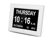Amerikanische Lebenszeit, neueste Versions-aktualisierte Gedächtnis-Verlust-Digital-Kalendertag-Uhr mit den Tageszyklen u. -Notstromversorgung durch Batterien (weiß)